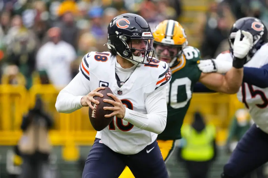 C.J. Stroud challenges Caleb Williams with hard-hitting advice for year two leap 2 Jan 5, 2025; Green Bay, Wisconsin, USA; Chicago Bears quarterback Caleb Williams (18) during the game against the Chicago Bears at Lambeau Field. Mandatory Credit: Jeff Hanisch-Imagn Images