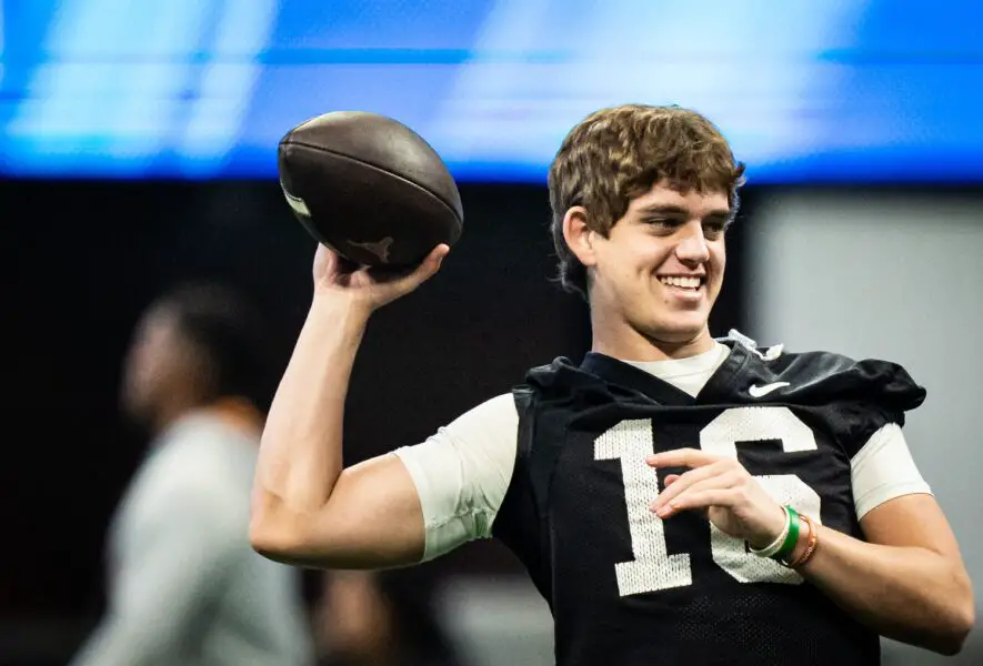 Arch Manning embraces leadership role as Longhorns QB1 2 Texas Longhorns quarterback Arch Manning (16) throws the ball during practice at Mercedes-Benz Stadium in Atlanta, Georgia on Dec. 30, 2024 ahead of the College Football Playoff Quarterfinals. The Longhorns will play the Arizona State Sun Devils in the Peach Bowl on New Years Day.