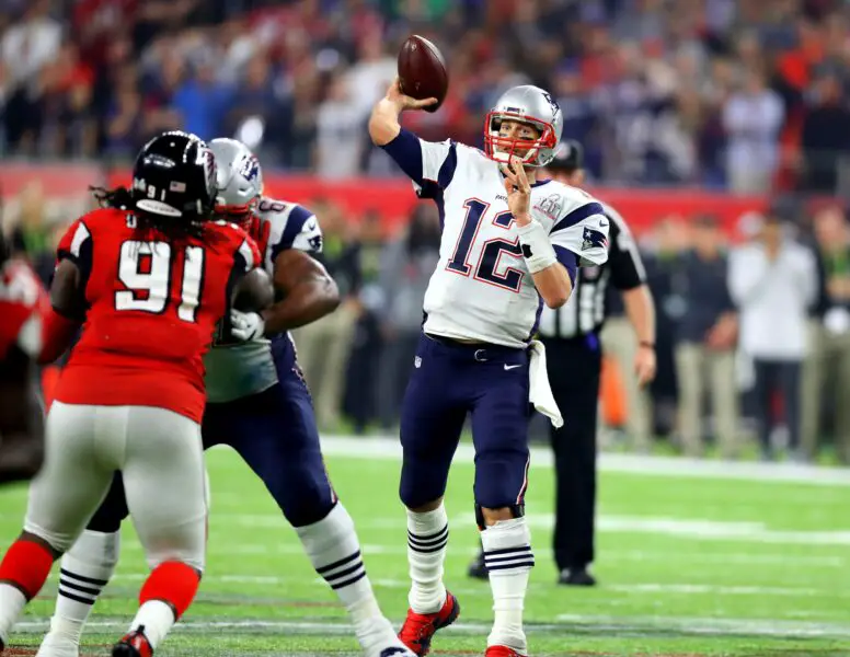 Robert Kraft reflects on 28-3 Super Bowl comeback 3 Feb 5, 2017; Houston, TX, USA; New England Patriots quarterback Tom Brady (12) against the Atlanta Falcons during Super Bowl LI at NRG Stadium. Mandatory Credit: Mark J. Rebilas-Imagn Images