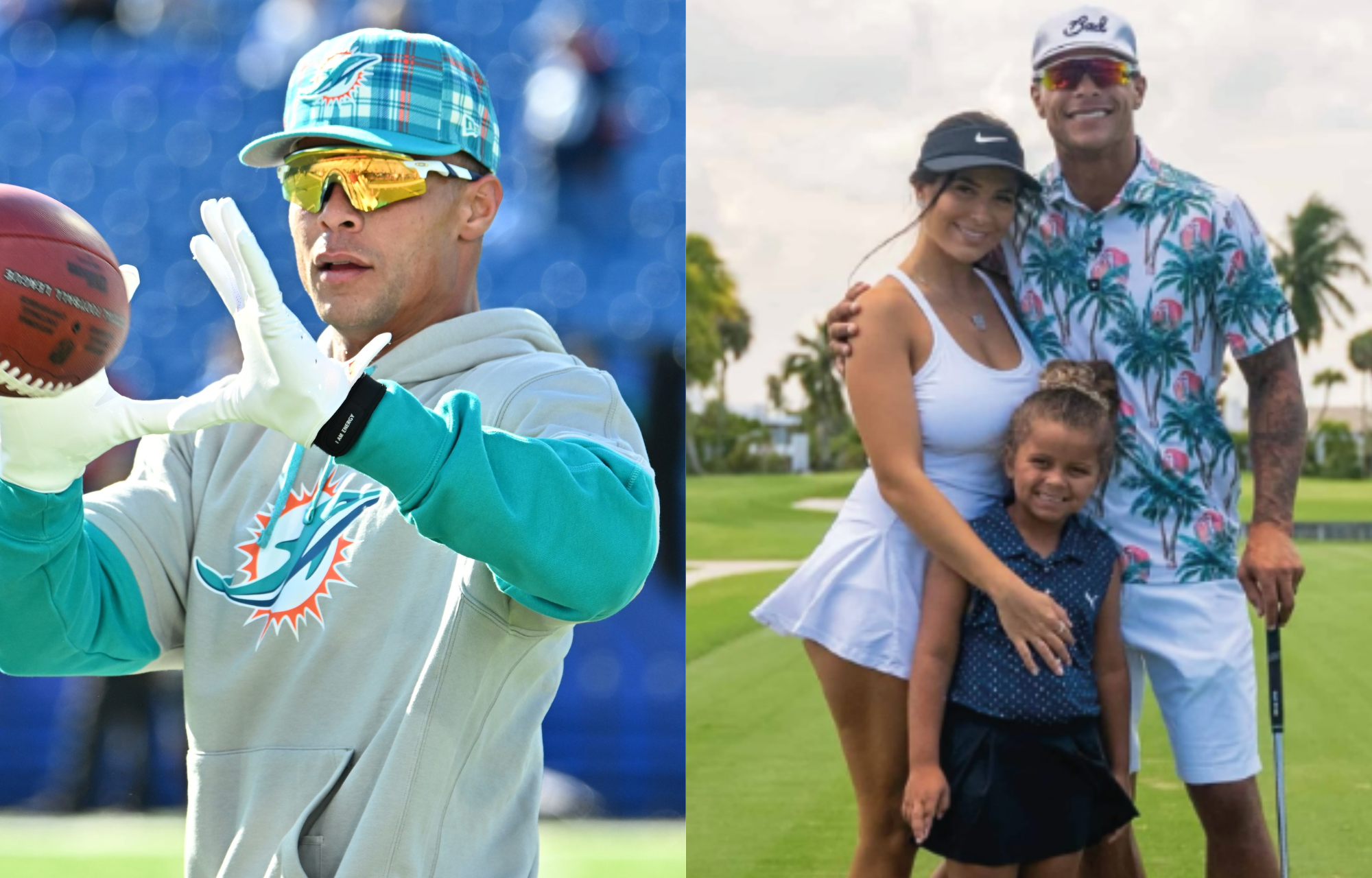 LOOK: Jordan Poyer's Wife Flaunts Body In USA-Themed Swimwear For 4th Of July Celebration 1 Jordan Poyer with wife and daughter. Photo credits: Instagram and Imagn