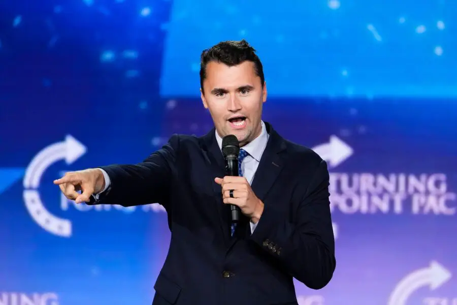 Conservative activist Charlie Kirk speaks during a campaign rally for Republican vice presidential nominee Sen. JD Vance
