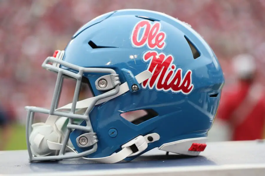 'We Are Devastated': Major College Football Team's Freshman Died Days Before Camp 1 Ole Miss Rebels helmet during the game against the Arkansas Razorbacks