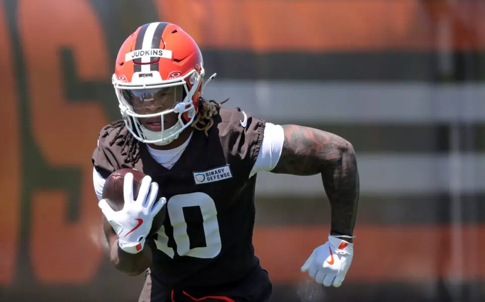 Browns rookie Quinshon Judkins arrested, camp debut in doubt 1 Cleveland Browns running back Quinshon Judkins runs during a Browns rookie minicamp drill at the team's training facility May 9, 2025, in Berea, Ohio.