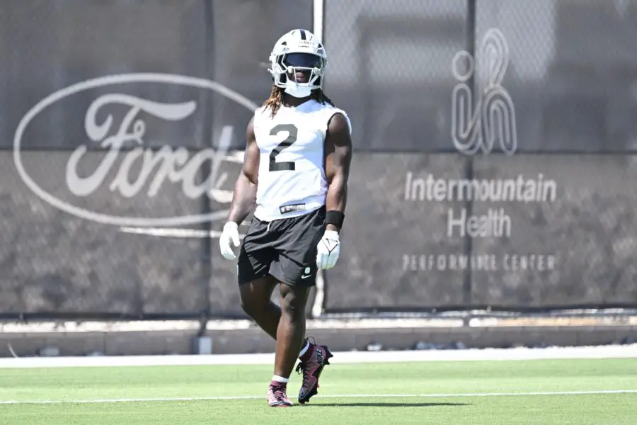 Ashton Jeanty steals the show at NBA Summer League in Vegas 3 Jun 10, 2025; Henderson, NV, USA; Las Vegas Raiders running back Ashton Jeanty (2) during a drill at Las Vegas Raiders Minicamp at Intermountain Health Performance Center. Mandatory Credit: Candice Ward-Imagn Images