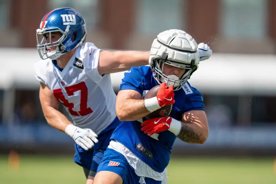 "He's Got Good Vision For Second Level": New York Giants Head Coach Brian Daboll Praises Rookie Running Back Cam Skattebo Skill Set In Training Camp 1 USATSI 26691371 168400517 lowres