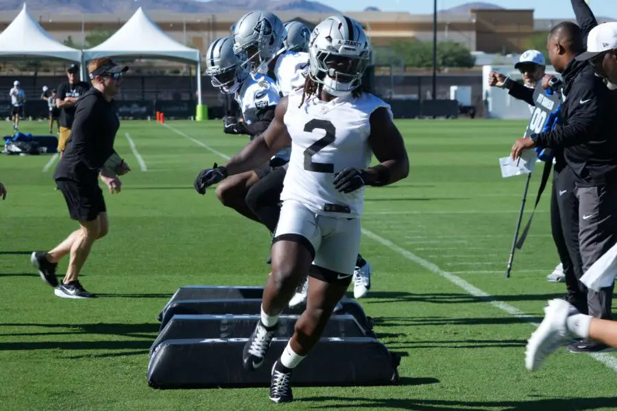Ashton Jeanty turns heads at Raiders camp with all-around play 2 Jul 24, 2025; Henderson, NV, USA; Las Vegas Raiders running back Ashton Jeanty (2) during training camp at the Intermountain Healthcare Performance Center. Mandatory Credit: Kirby Lee-Imagn Images
