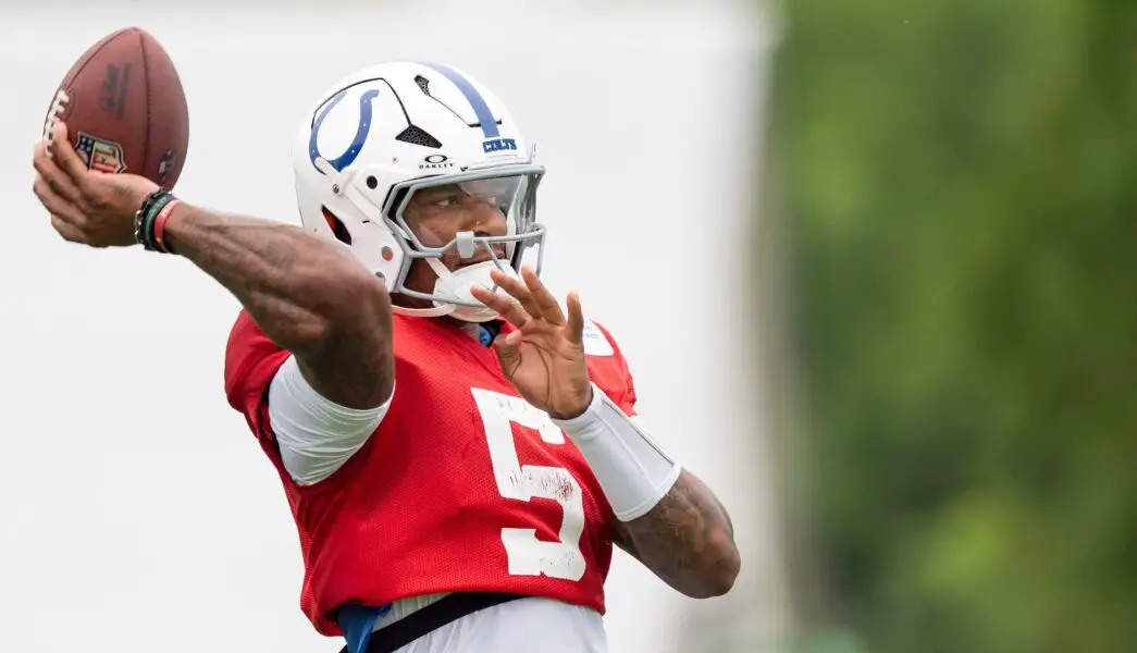 Anthony Richardson battles Daniel Jones for Colts starting job 1 Indianapolis Colts quarterback Anthony Richardson Sr. (5) delivers a pass Monday, July 28, 2025, during training camp held at Grand Park in Westfield.
