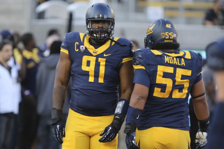 Bill Belichick's Tar Heels land massive 340-Pound DT 2 Aug 31, 2013; Berkeley, CA, USA; California Golden Bears defensive lineman Deandre Coleman (91) warms up with defensive lineman Viliami Moala (55) before the game against the Northwestern Wildcats at Memorial Stadium. Mandatory Credit: Kelley L Cox-Imagn Images