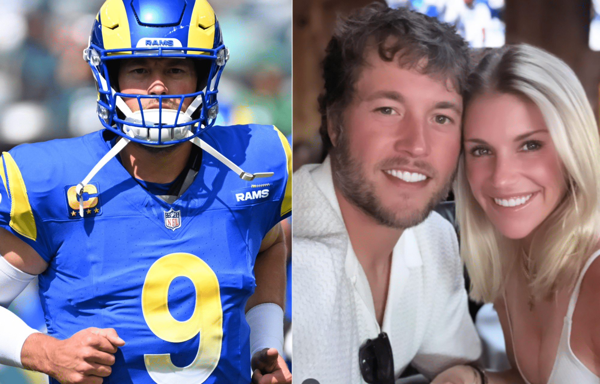 Matthew Stafford and wife Kelly. Photo credits: Imagn and Instagram