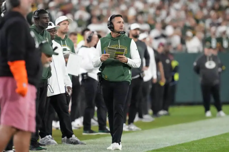 “Did Not See That Coming” Packers Release Veteran Wide Receiver After Horrible Loss To Browns (Breaking) Sep 11, 2025; Green Bay, Wisconsin, USA; Green Bay Packers head coach Matt LaFleur looks on in the fourth quarter against the Washington Commanders at Lambeau Field. Mandatory Credit: Jeff Hanisch-Imagn Images