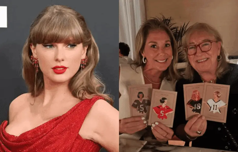 Pop star Taylor Swift's mom bonds with Randi Mahomes and Donna Kelce. Photo credits: Imagn and Instagram
