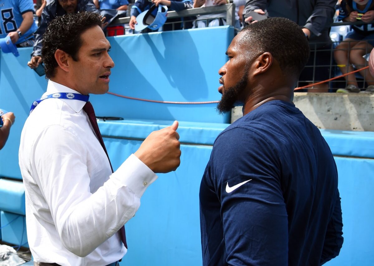 "She Threw Him Under The Bus" Mark Sanchez's Ex-Girlfriend Makes Bombshell Announcement Amid Felony Charge (Breaking) 3 Sep 11, 2022; Nashville, Tennessee, USA; Fox Sports analyst and former NFL quarterback Mark Sanchez talks with Tennessee Titans safety Kevin Byard (31) before the game against the New York Giants at Nissan Stadium. Mandatory Credit: Christopher Hanewinckel-USA TODAY Sports