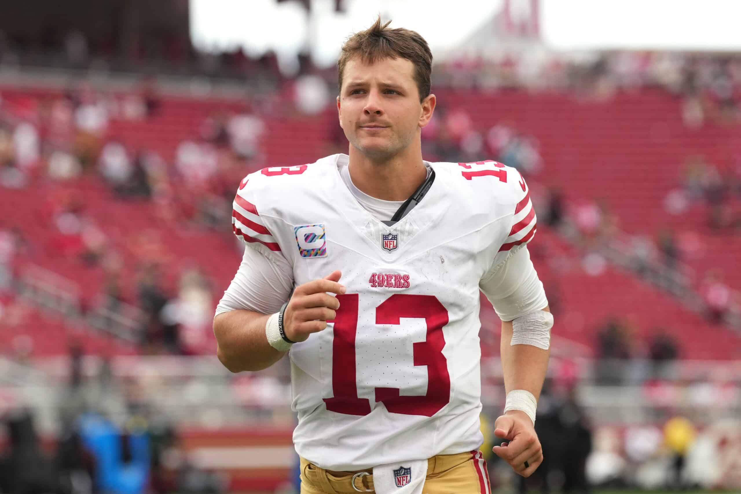 "He's Not Going To Suit Up" 49ers Face Sudden Loss Hours Before Kickoff Vs Texans 2 Sep 28, 2025; Santa Clara, California, USA; San Francisco 49ers quarterback Brock Purdy (13) after the game against the Jacksonville Jaguars at Levi's Stadium. Mandatory Credit: Darren Yamashita-Imagn Images