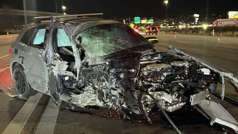 Scene of the car collision. Utah Highway Patrol