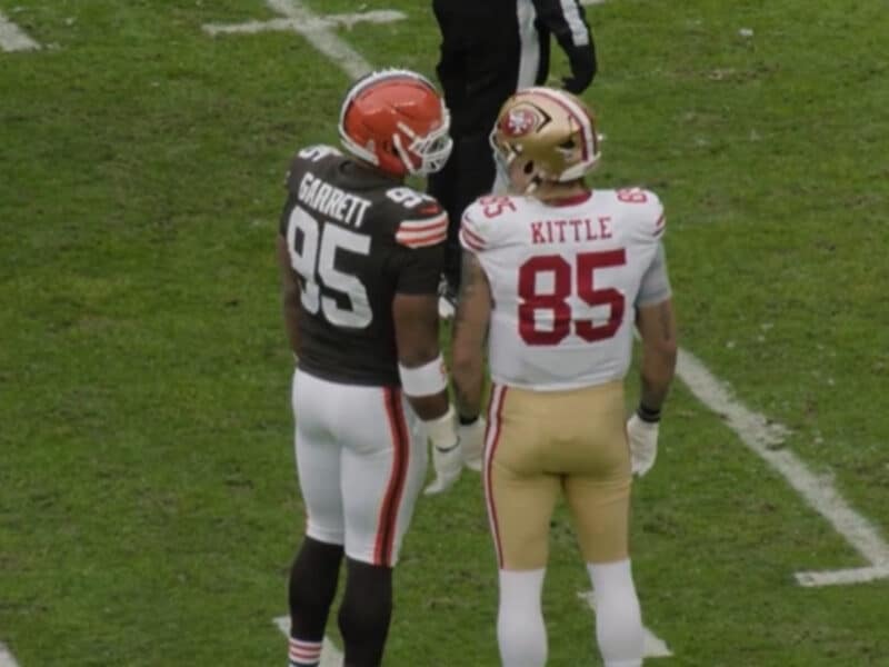 Myles Garrett & George Kittle's On-Field Banter Goes Viral